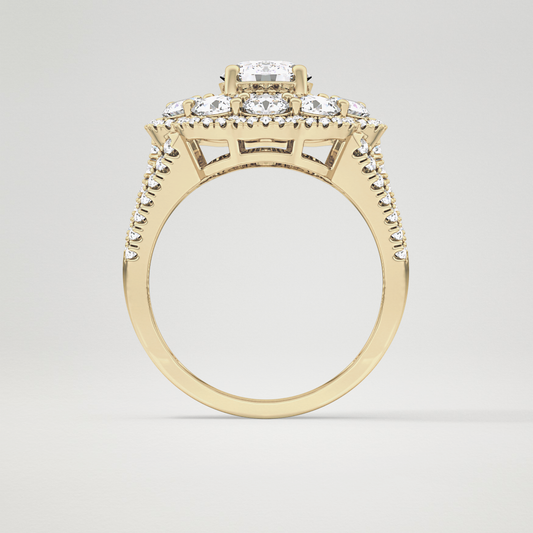 Round Halo & Split Shank Pave Lab Grown Diamond Engagement Ring