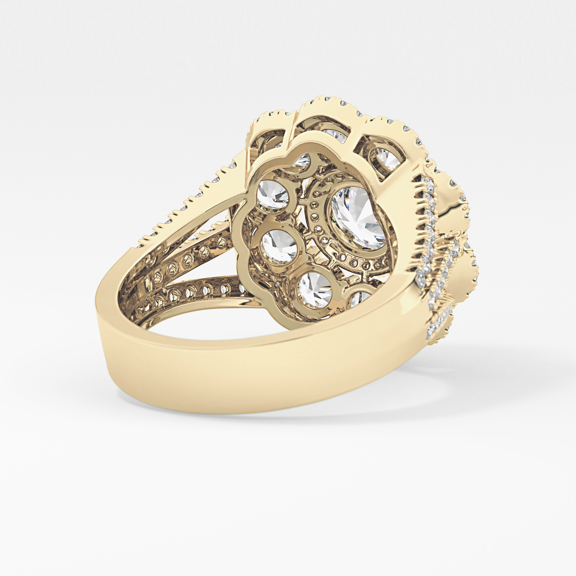 Round Halo & Split Shank Pave Lab Grown Diamond Engagement Ring