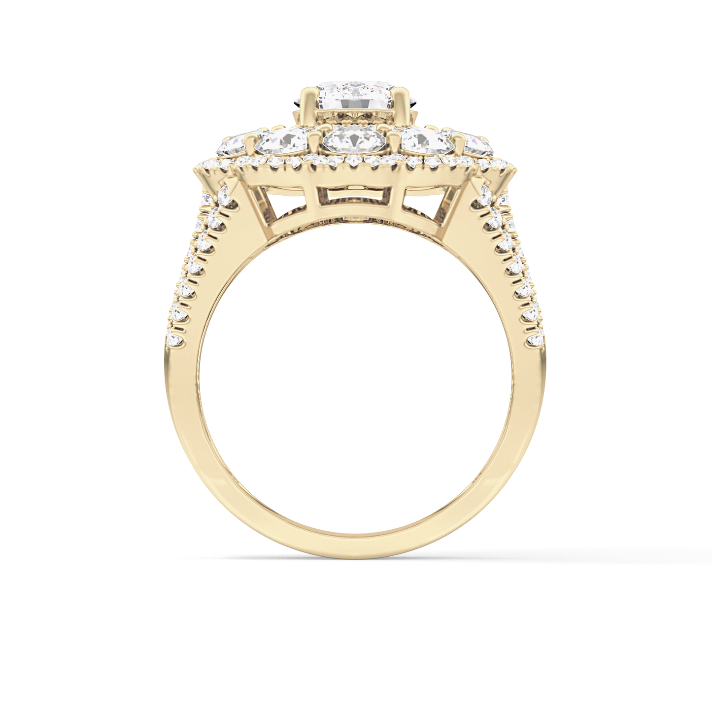 Round Halo & Split Shank Pave Lab Grown Diamond Engagement Ring