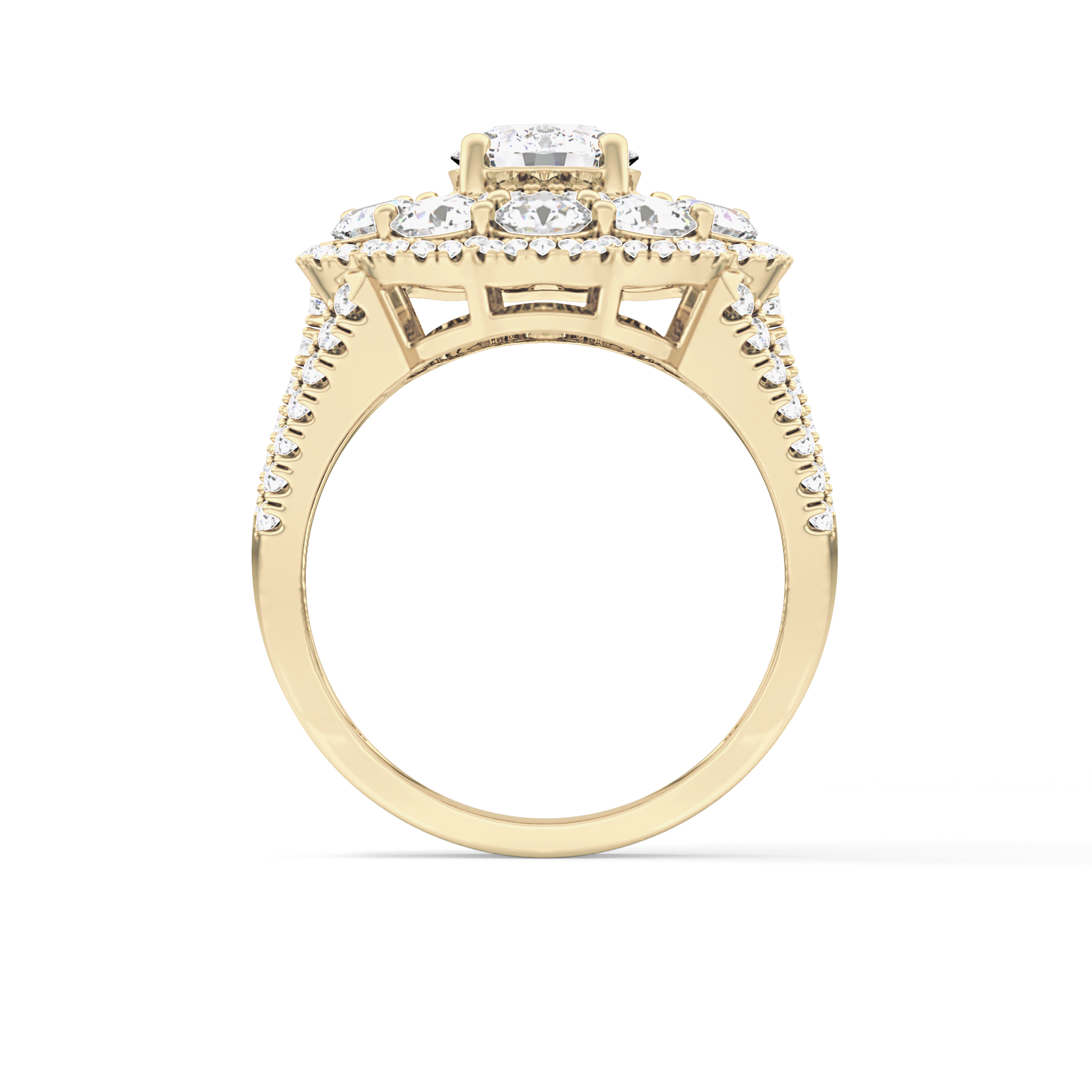 Round Halo & Split Shank Pave Lab Grown Diamond Engagement Ring