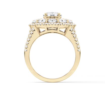 Round Halo & Split Shank Pave Lab Grown Diamond Engagement Ring
