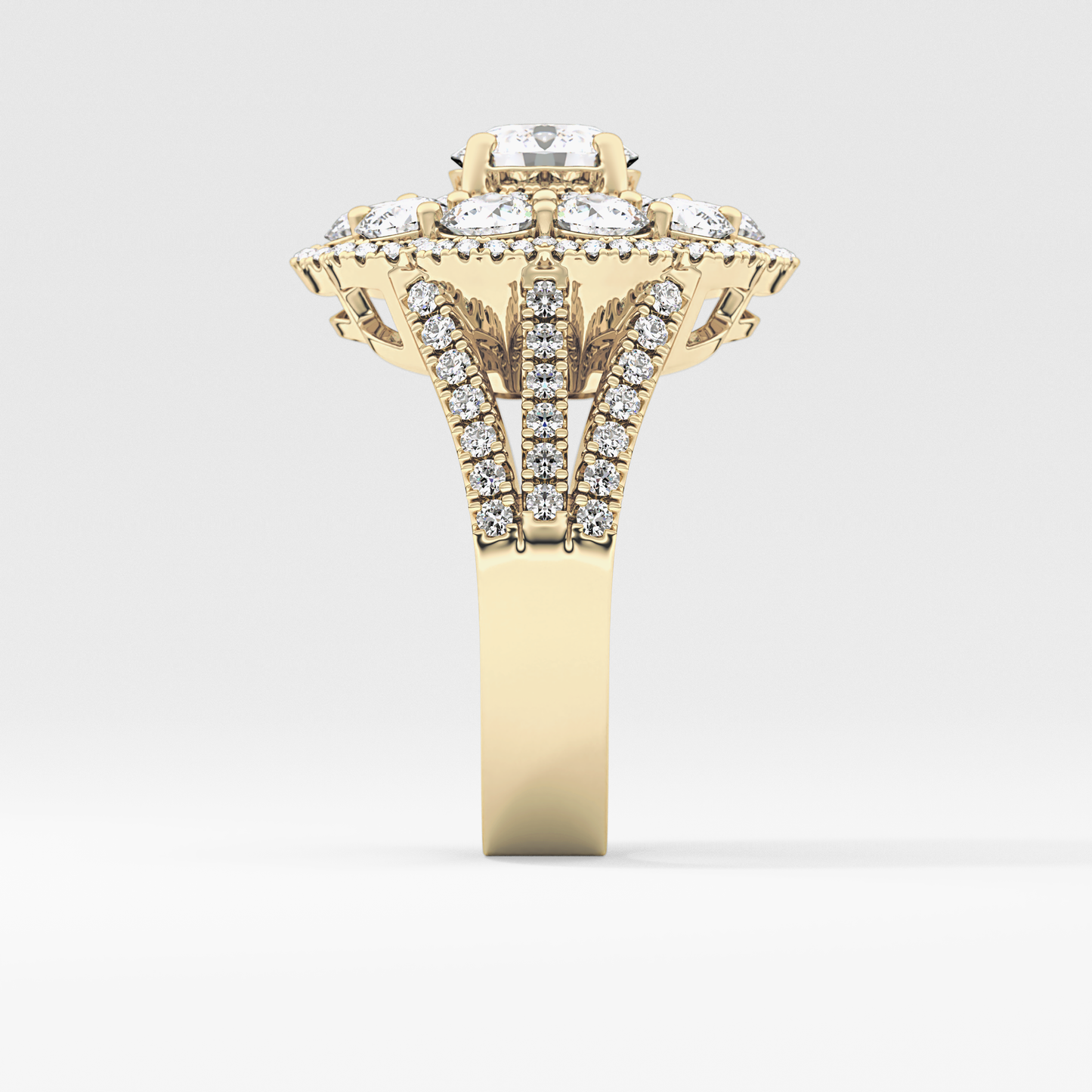 Round Halo & Split Shank Pave Lab Grown Diamond Engagement Ring