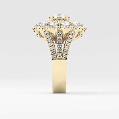 Round Halo & Split Shank Pave Lab Grown Diamond Engagement Ring
