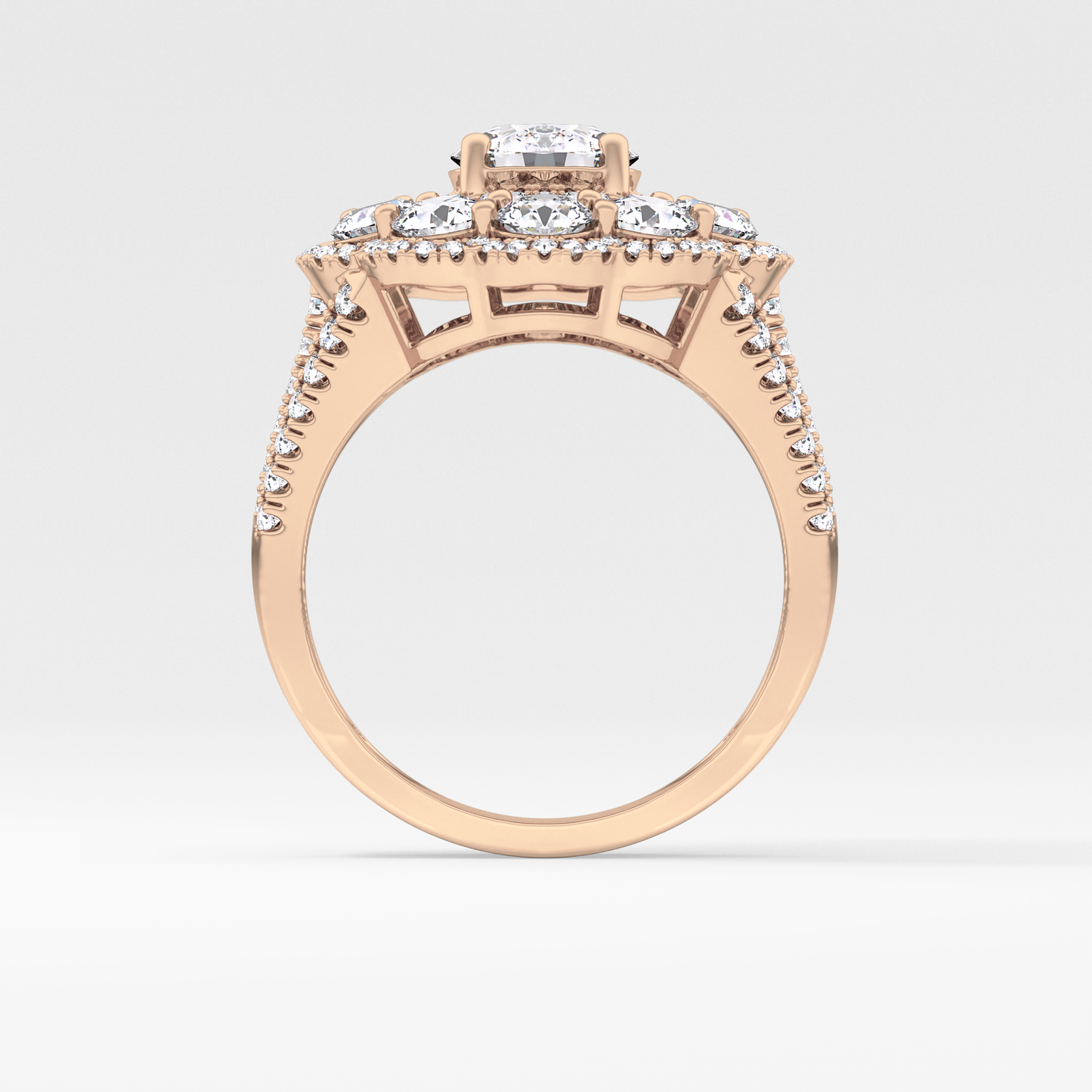Round Halo & Split Shank Pave Lab Grown Diamond Engagement Ring