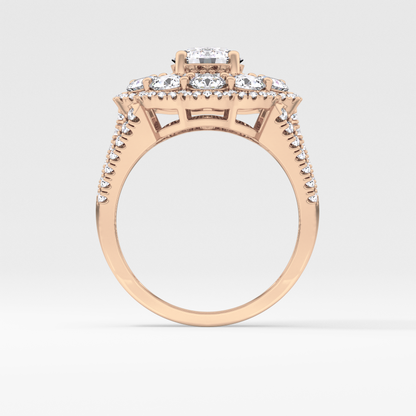 Round Halo & Split Shank Pave Lab Grown Diamond Engagement Ring