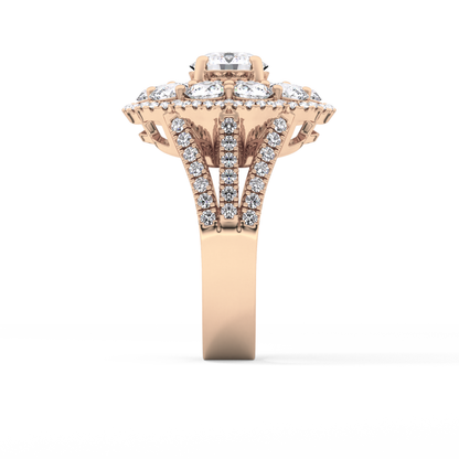 Round Halo & Split Shank Pave Lab Grown Diamond Engagement Ring