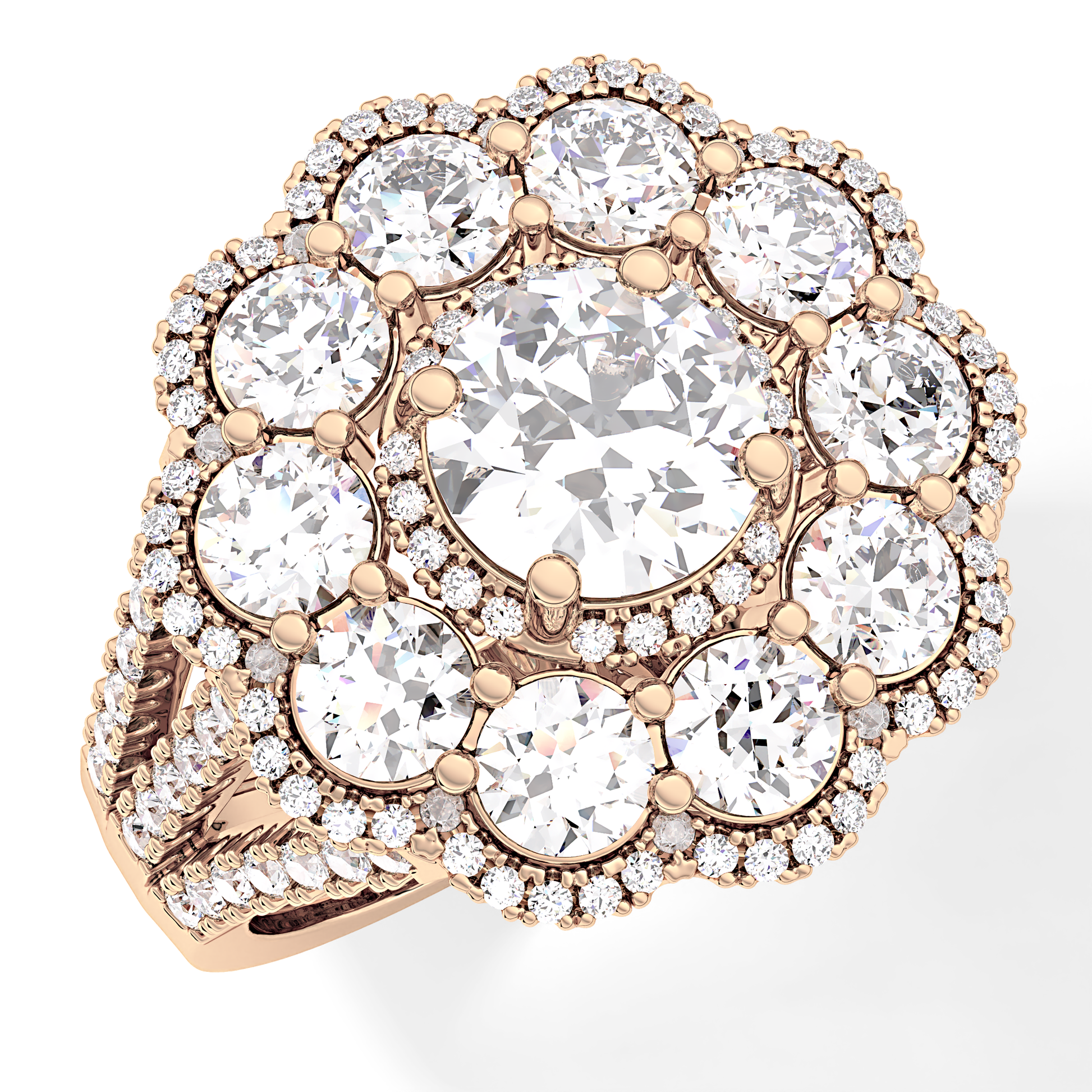 Round Halo & Split Shank Pave Lab Grown Diamond Engagement Ring