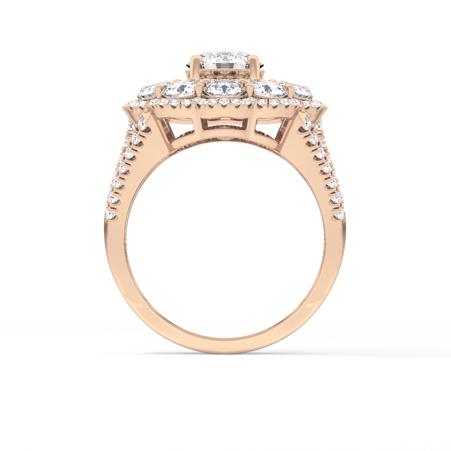 Round Halo & Split Shank Pave Lab Grown Diamond Engagement Ring
