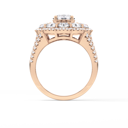 Round Halo & Split Shank Pave Lab Grown Diamond Engagement Ring