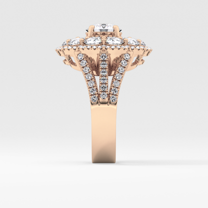 Round Halo & Split Shank Pave Lab Grown Diamond Engagement Ring