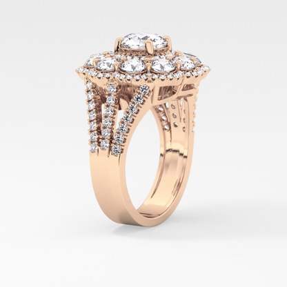 Round Halo & Split Shank Pave Lab Grown Diamond Engagement Ring