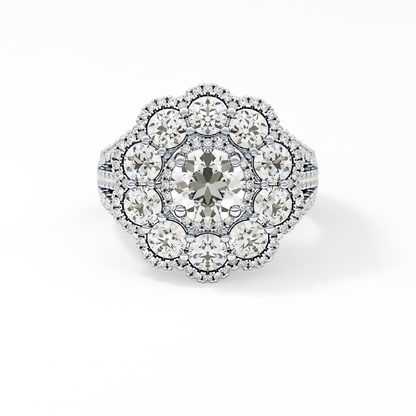Round Halo & Split Shank Pave Lab Grown Diamond Engagement Ring