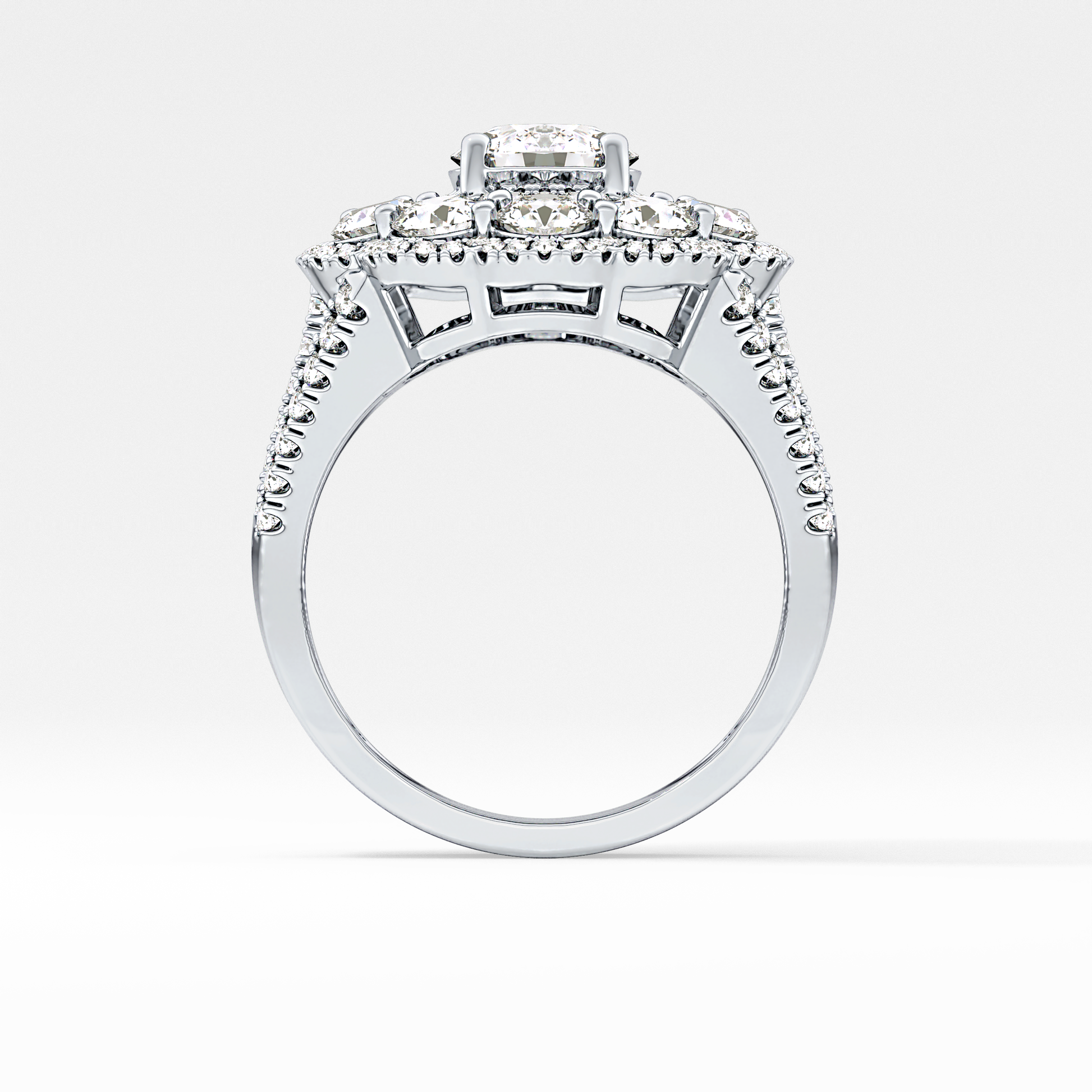 Round Halo & Split Shank Pave Lab Grown Diamond Engagement Ring