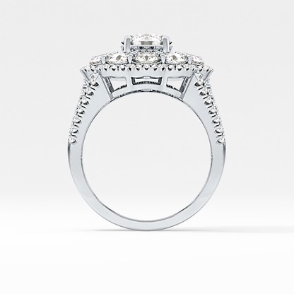 Round Halo & Split Shank Pave Lab Grown Diamond Engagement Ring