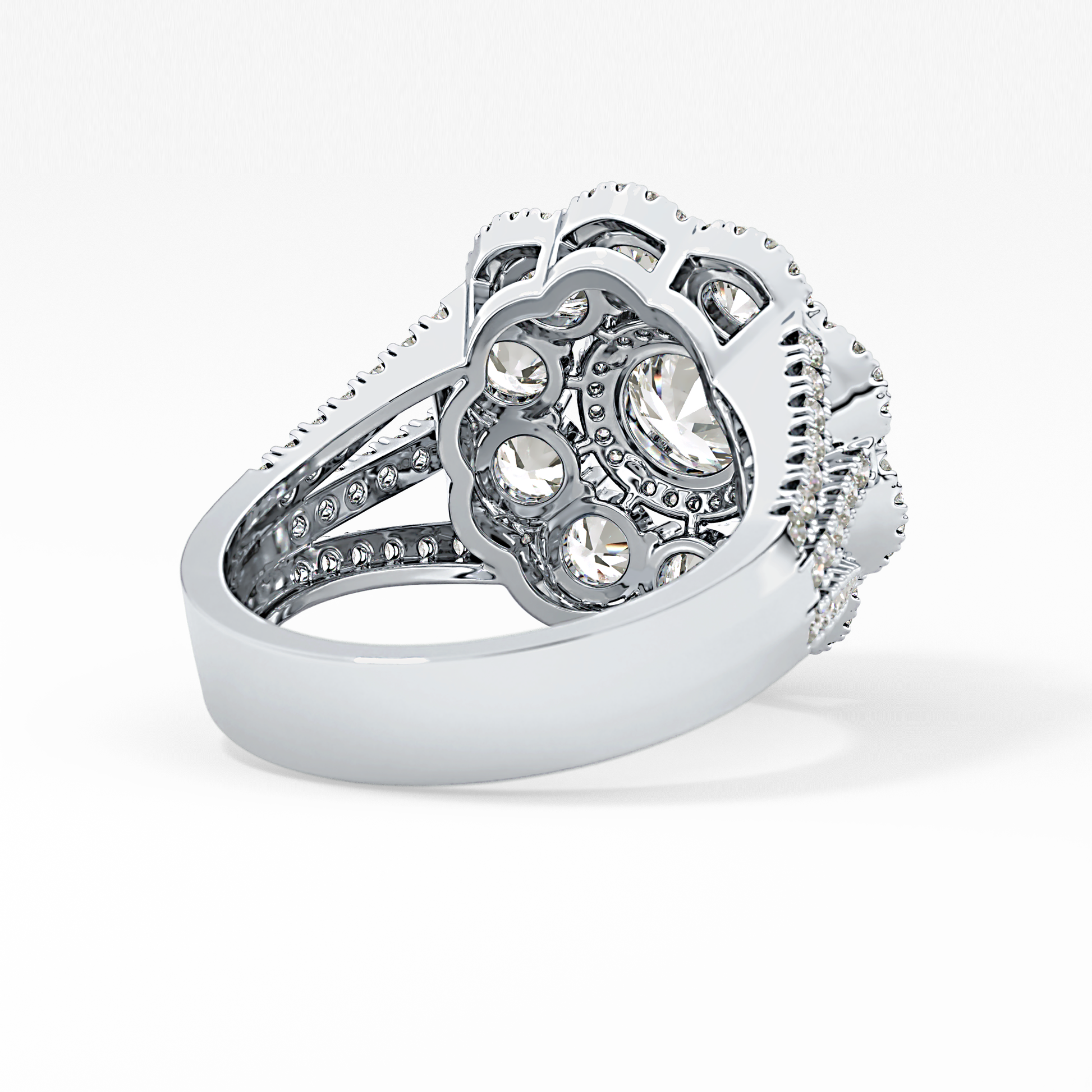 Round Halo & Split Shank Pave Lab Grown Diamond Engagement Ring