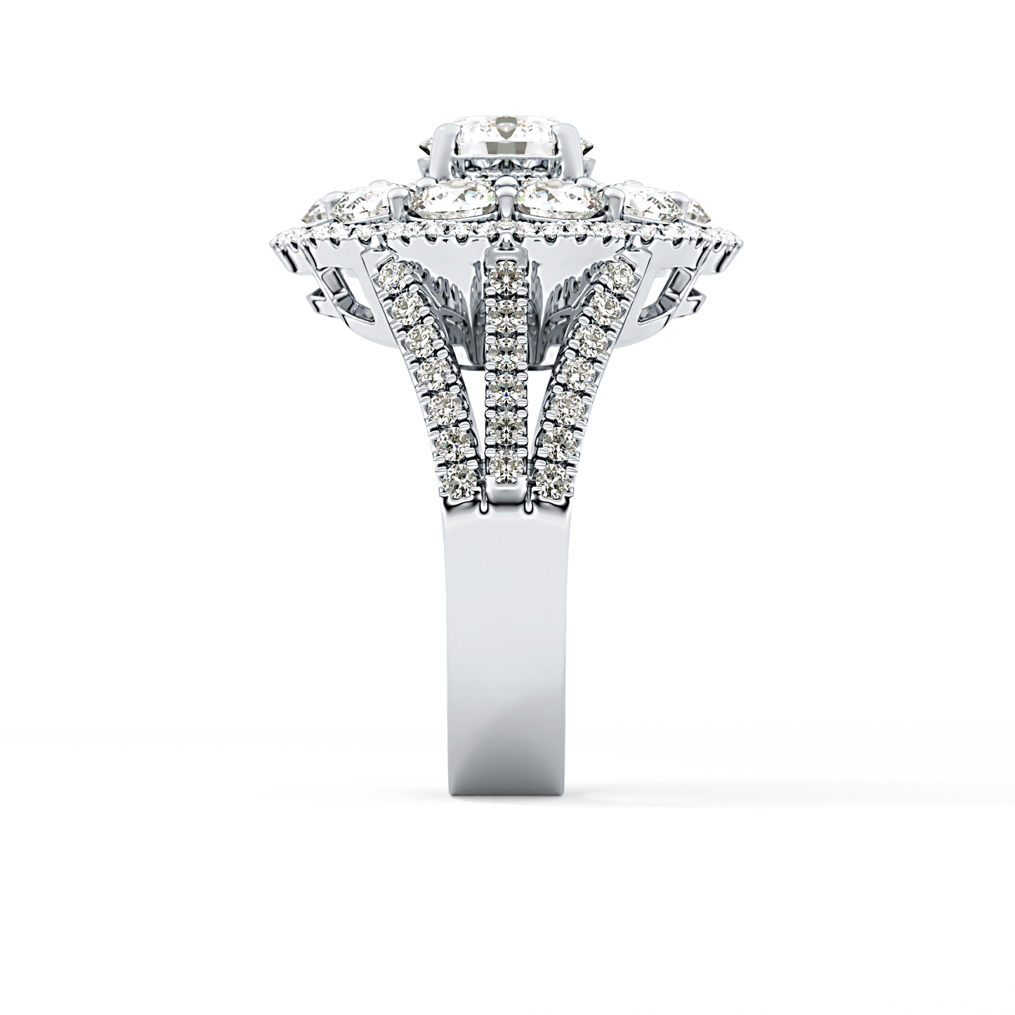 Round Halo & Split Shank Pave Lab Grown Diamond Engagement Ring