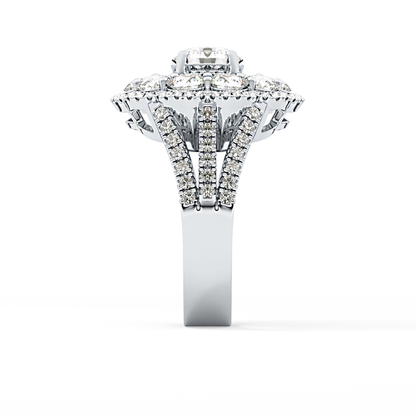 Round Halo & Split Shank Pave Lab Grown Diamond Engagement Ring