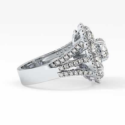 Round Halo & Split Shank Pave Lab Grown Diamond Engagement Ring