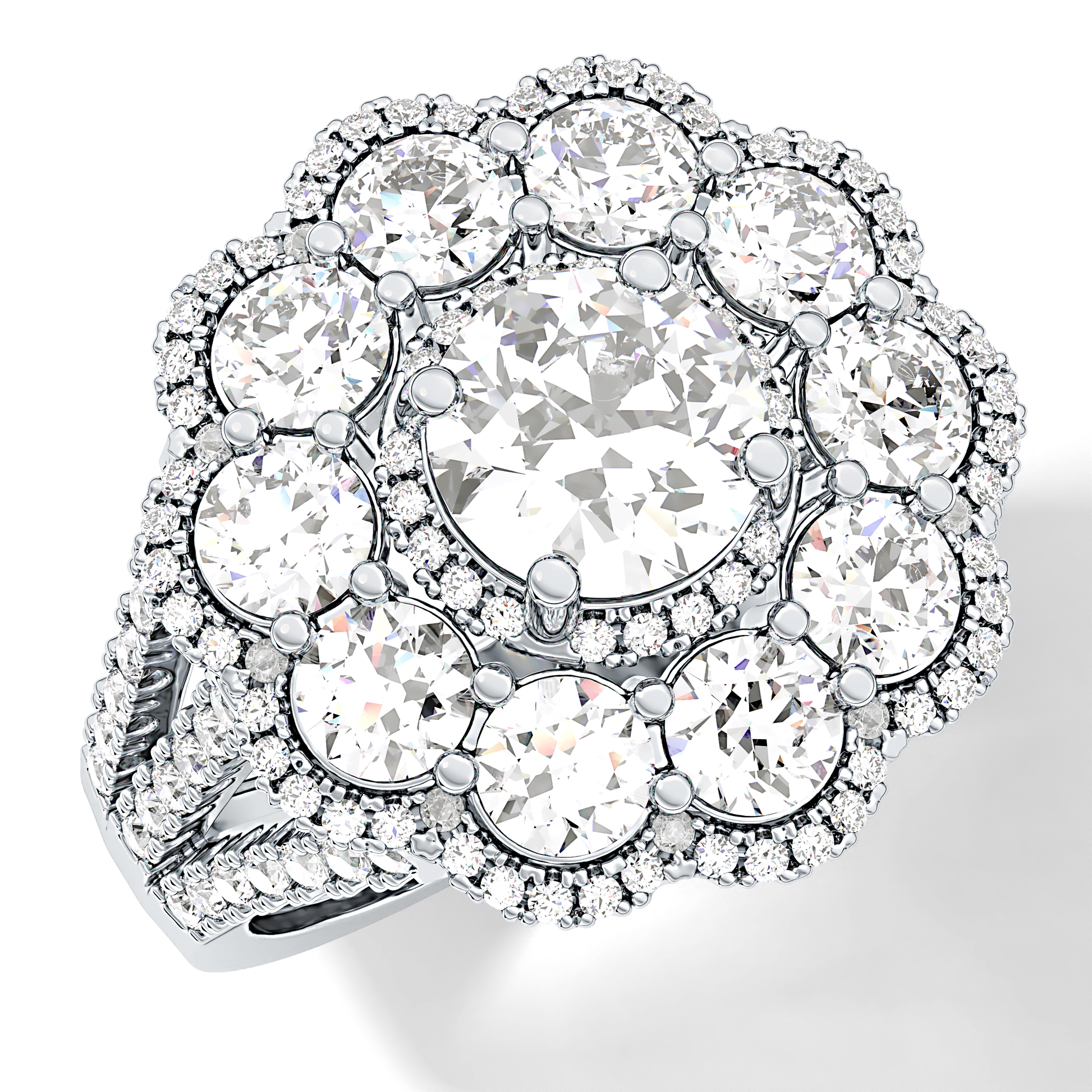 Round Halo & Split Shank Pave Lab Grown Diamond Engagement Ring