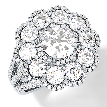 Round Halo & Split Shank Pave Lab Grown Diamond Engagement Ring
