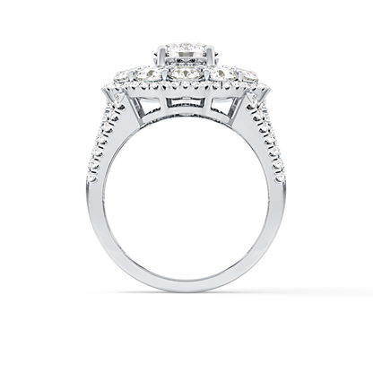 Round Halo & Split Shank Pave Lab Grown Diamond Engagement Ring