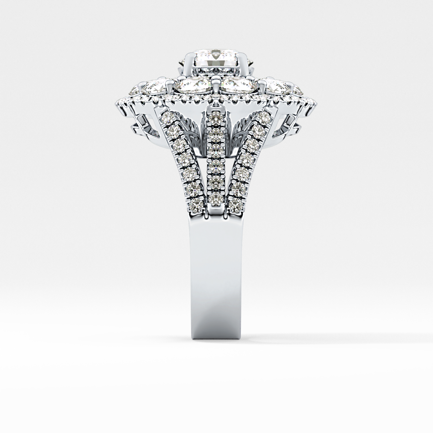Round Halo & Split Shank Pave Lab Grown Diamond Engagement Ring