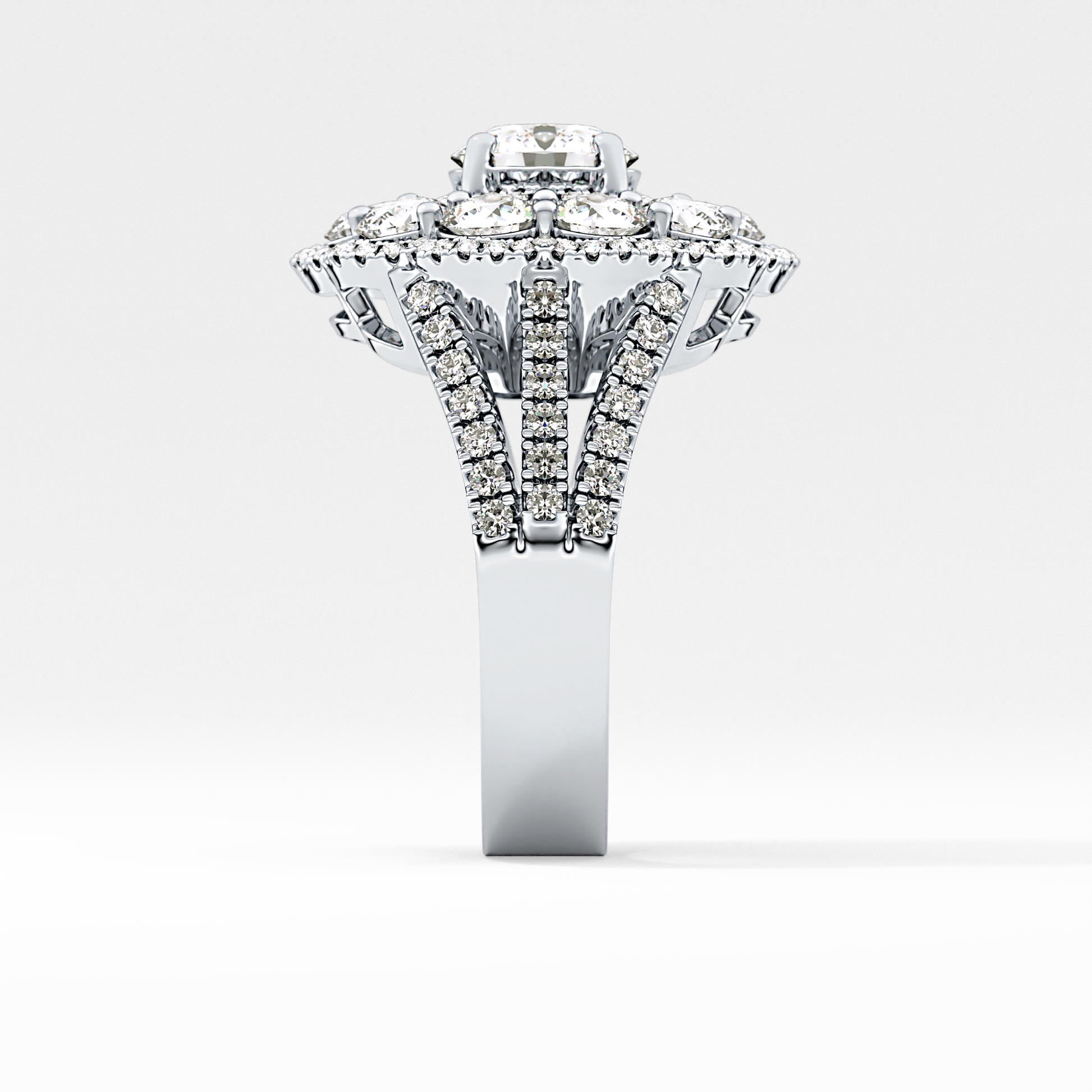 Round Halo & Split Shank Pave Lab Grown Diamond Engagement Ring