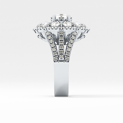 Round Halo & Split Shank Pave Lab Grown Diamond Engagement Ring