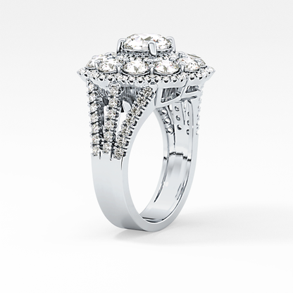 Round Halo & Split Shank Pave Lab Grown Diamond Engagement Ring