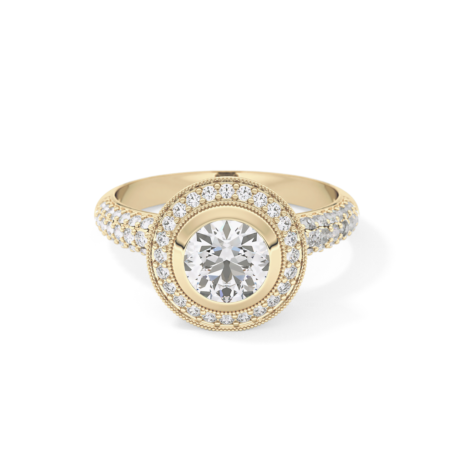 Round Halo & Pave Lab Grown Diamond Engagement Ring