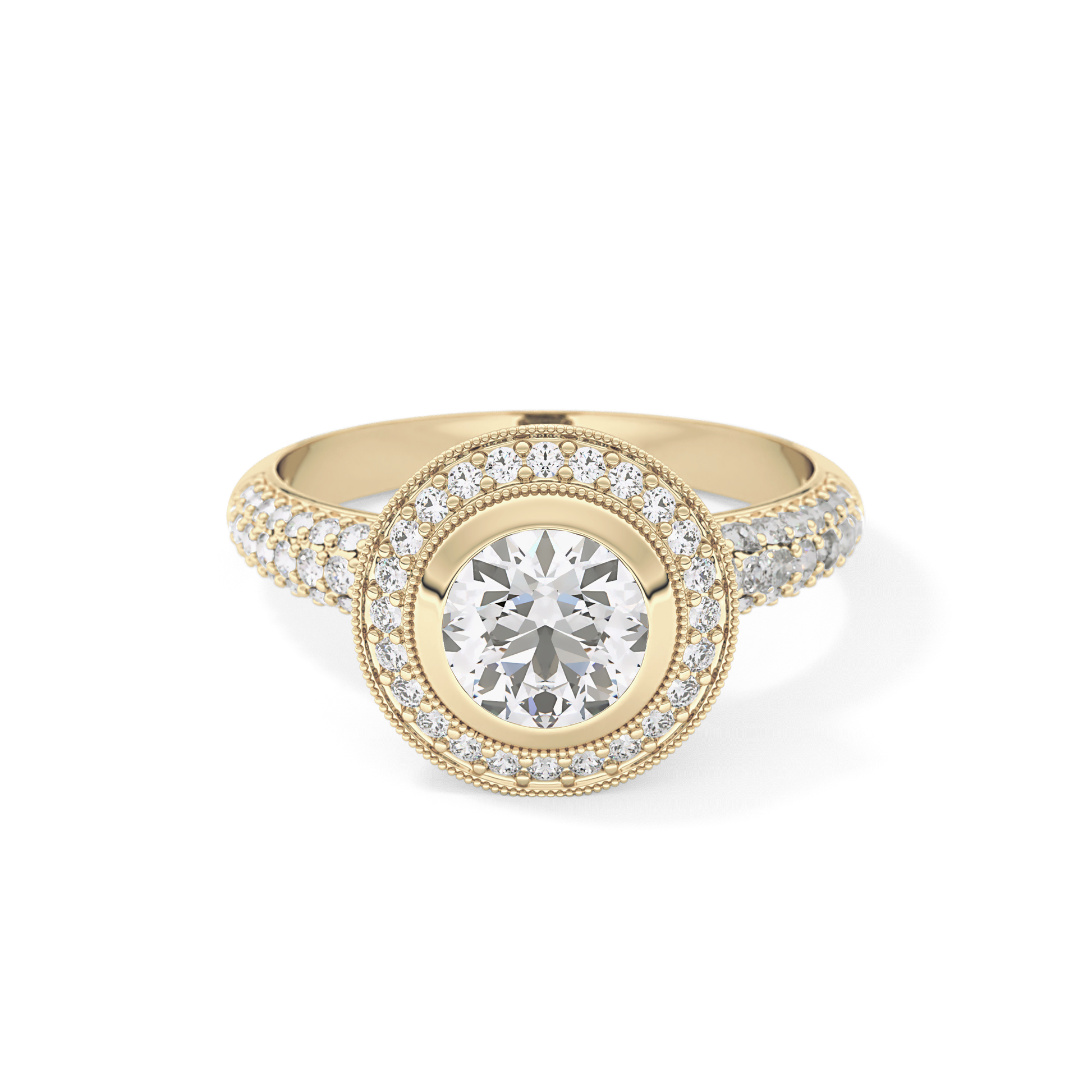 Round Halo & Pave Lab Grown Diamond Engagement Ring