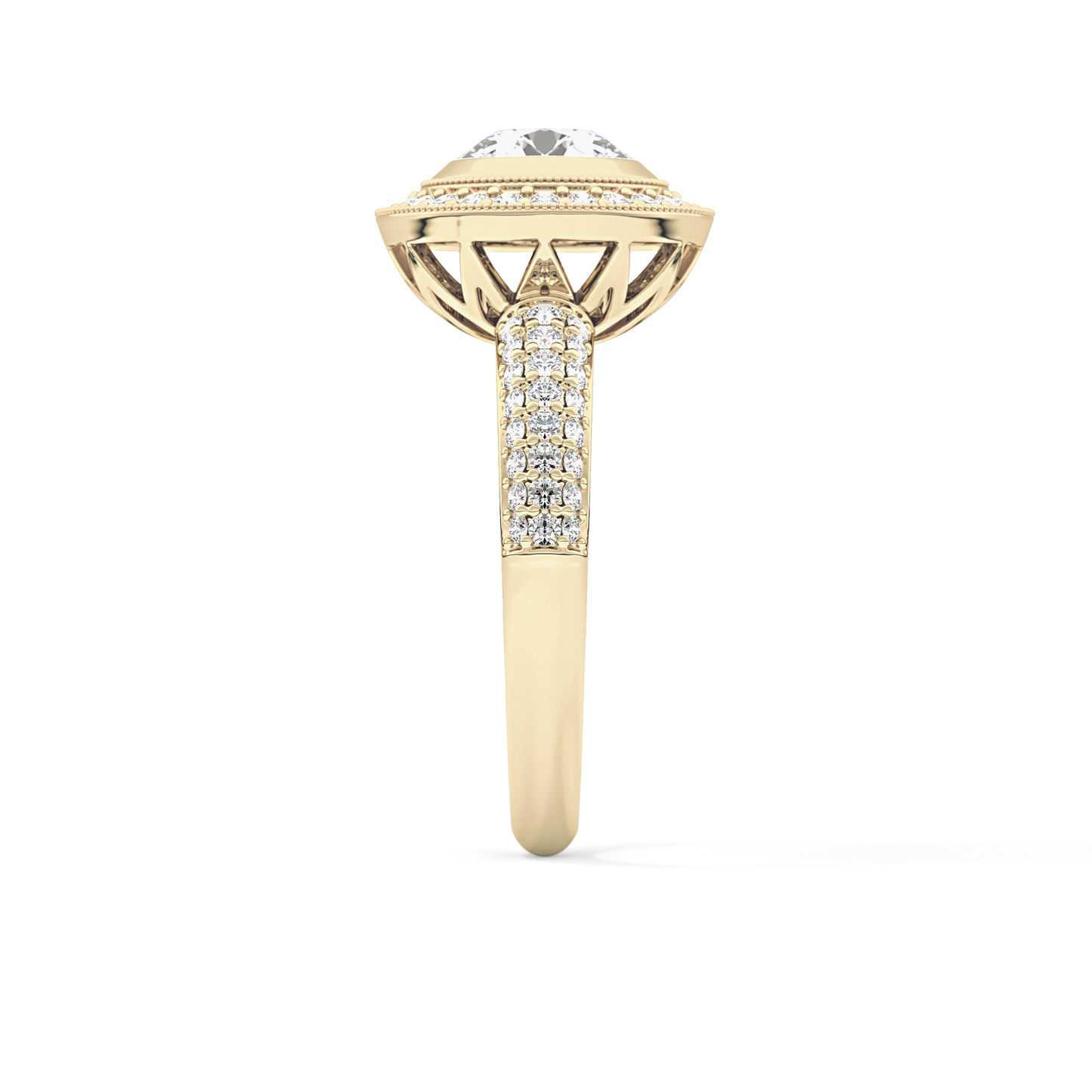Round Halo & Pave Lab Grown Diamond Engagement Ring