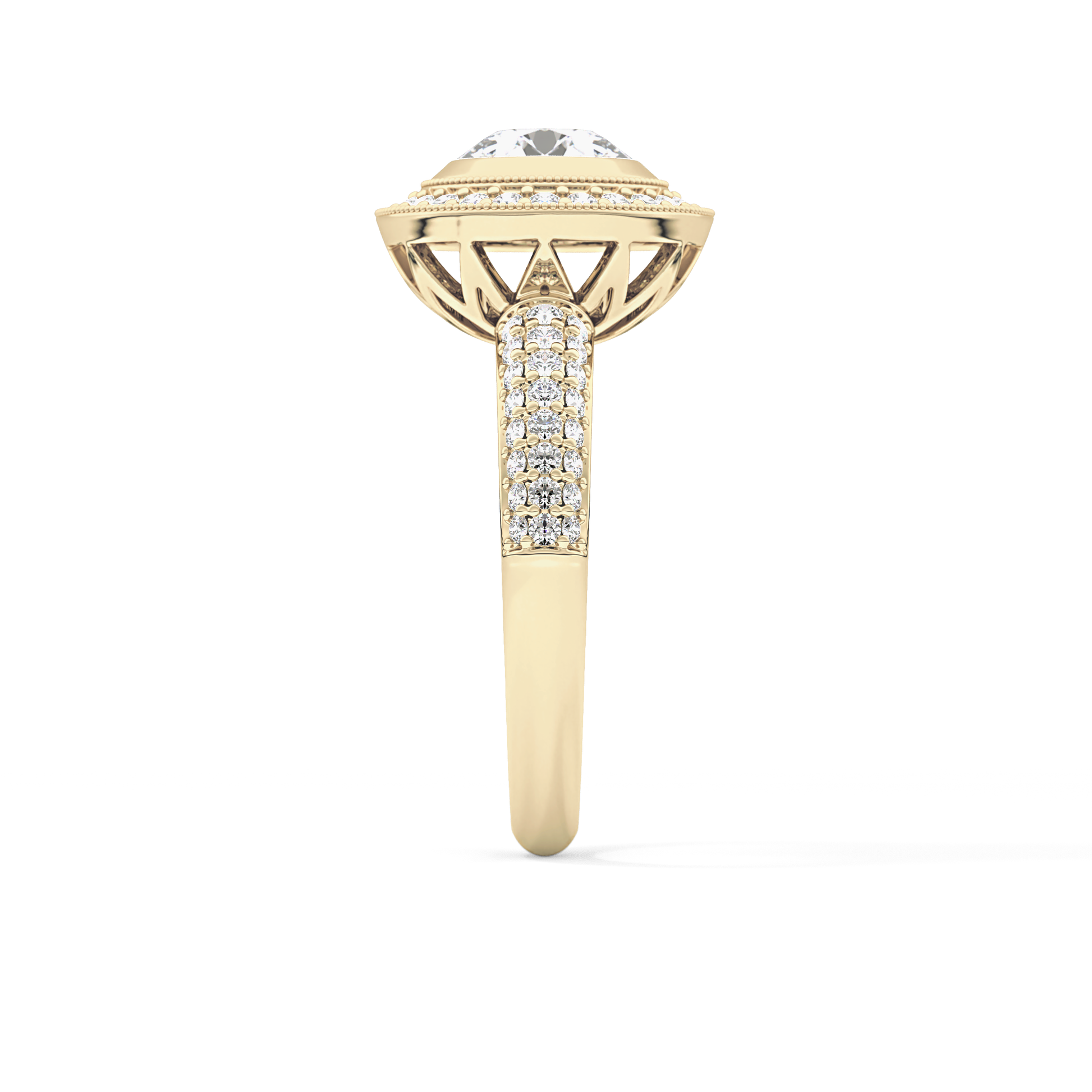 Round Halo & Pave Lab Grown Diamond Engagement Ring