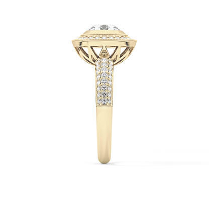 Round Halo & Pave Lab Grown Diamond Engagement Ring