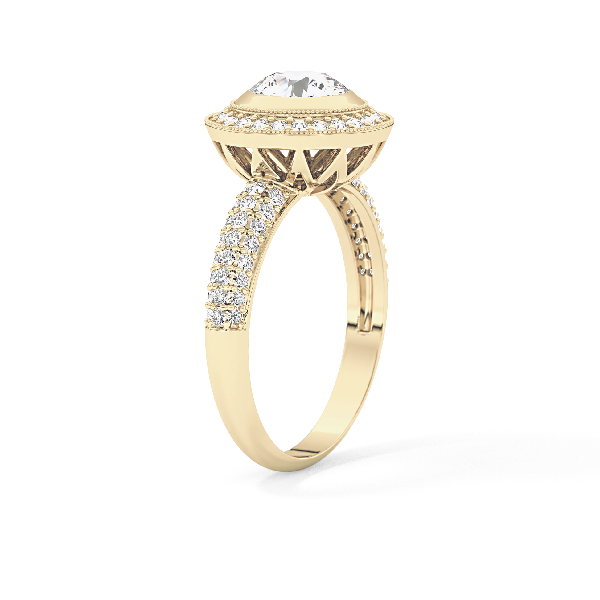 Round Halo & Pave Lab Grown Diamond Engagement Ring