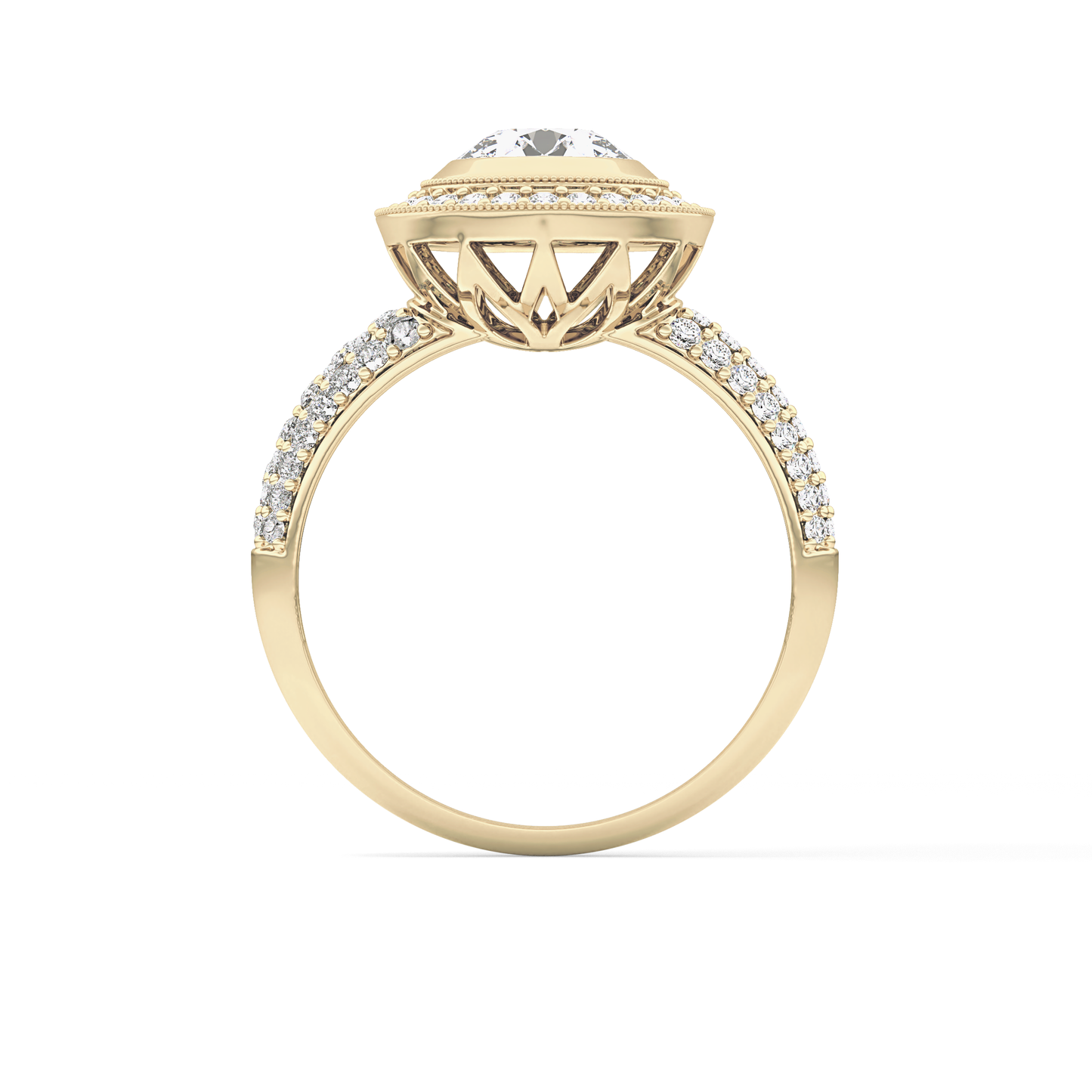 Round Halo & Pave Lab Grown Diamond Engagement Ring