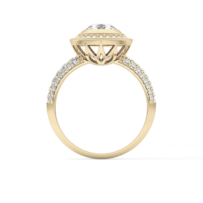Round Halo & Pave Lab Grown Diamond Engagement Ring