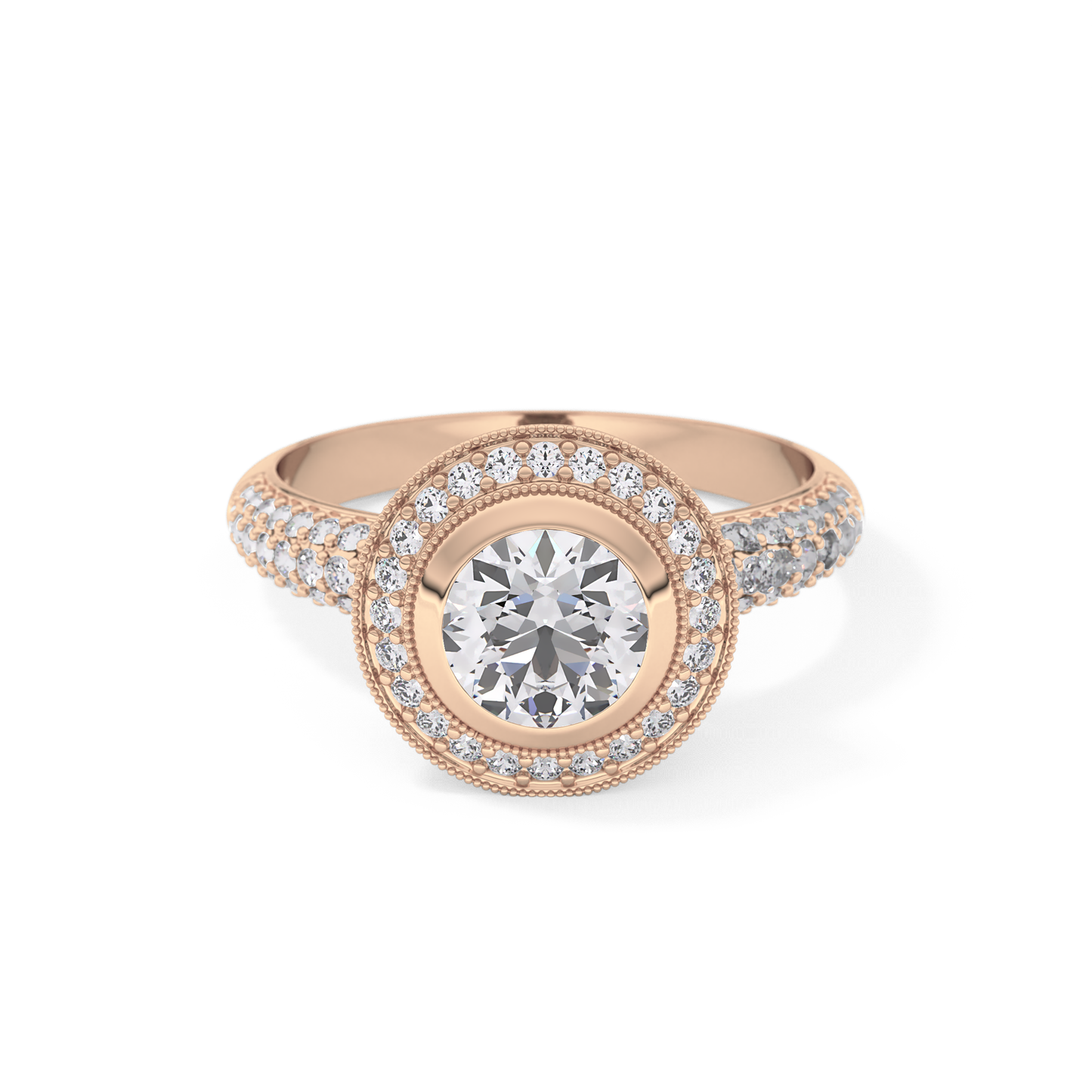 Round Halo & Pave Lab Grown Diamond Engagement Ring