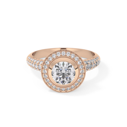 Round Halo & Pave Lab Grown Diamond Engagement Ring
