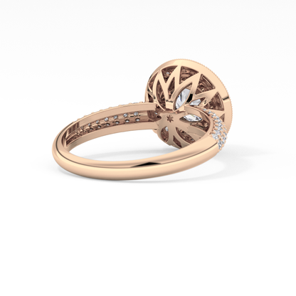 Round Halo & Pave Lab Grown Diamond Engagement Ring