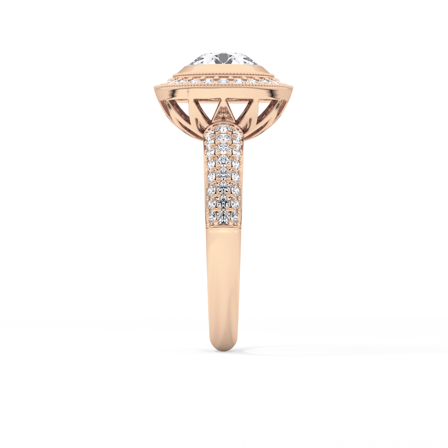 Round Halo & Pave Lab Grown Diamond Engagement Ring
