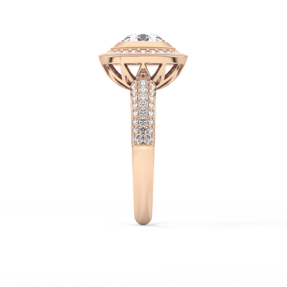 Round Halo & Pave Lab Grown Diamond Engagement Ring
