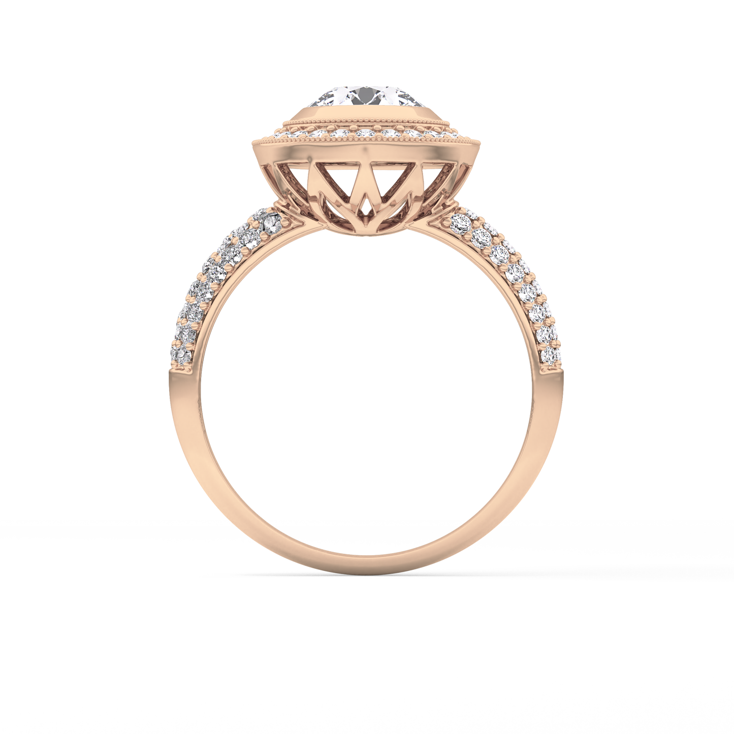 Round Halo & Pave Lab Grown Diamond Engagement Ring