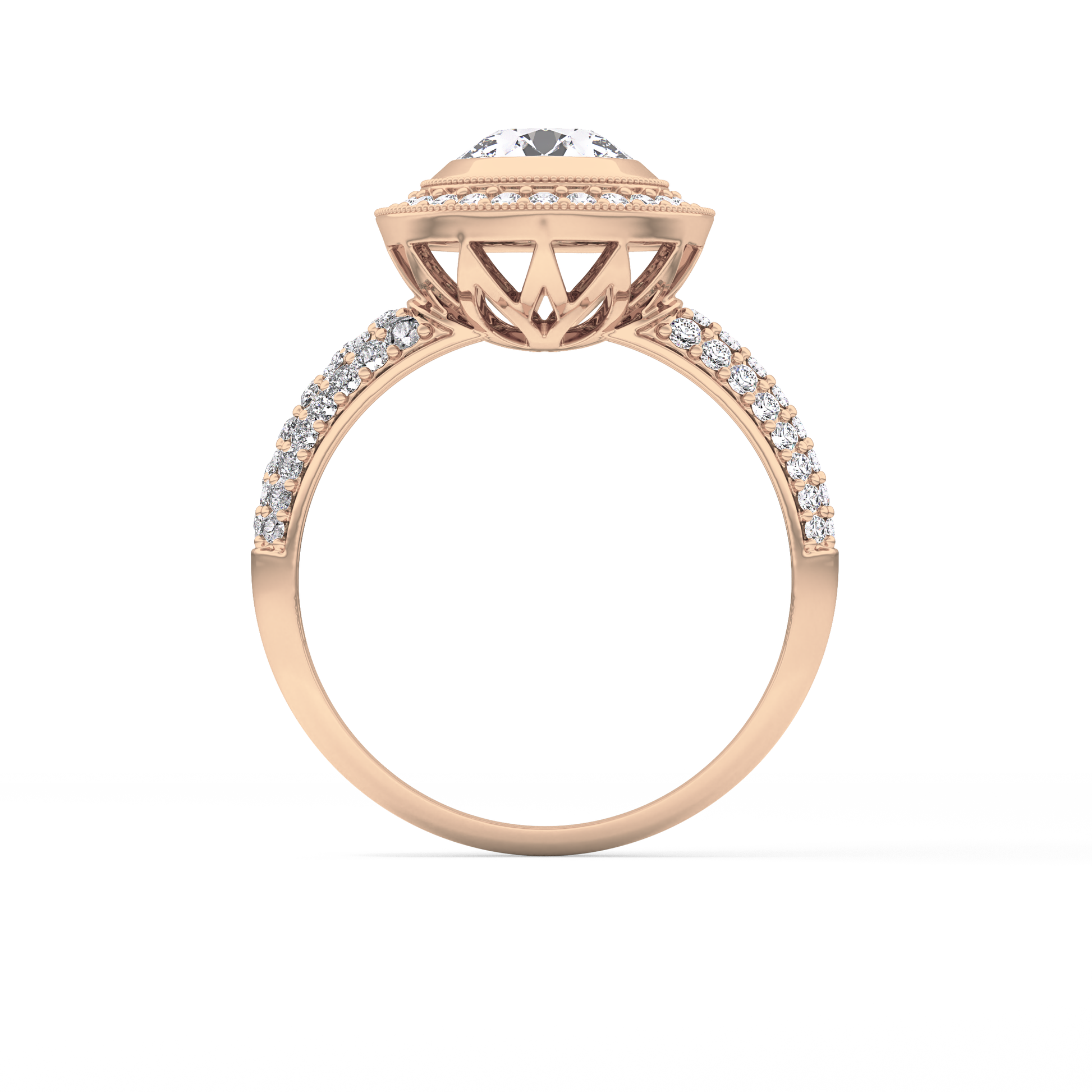 Round Halo & Pave Lab Grown Diamond Engagement Ring