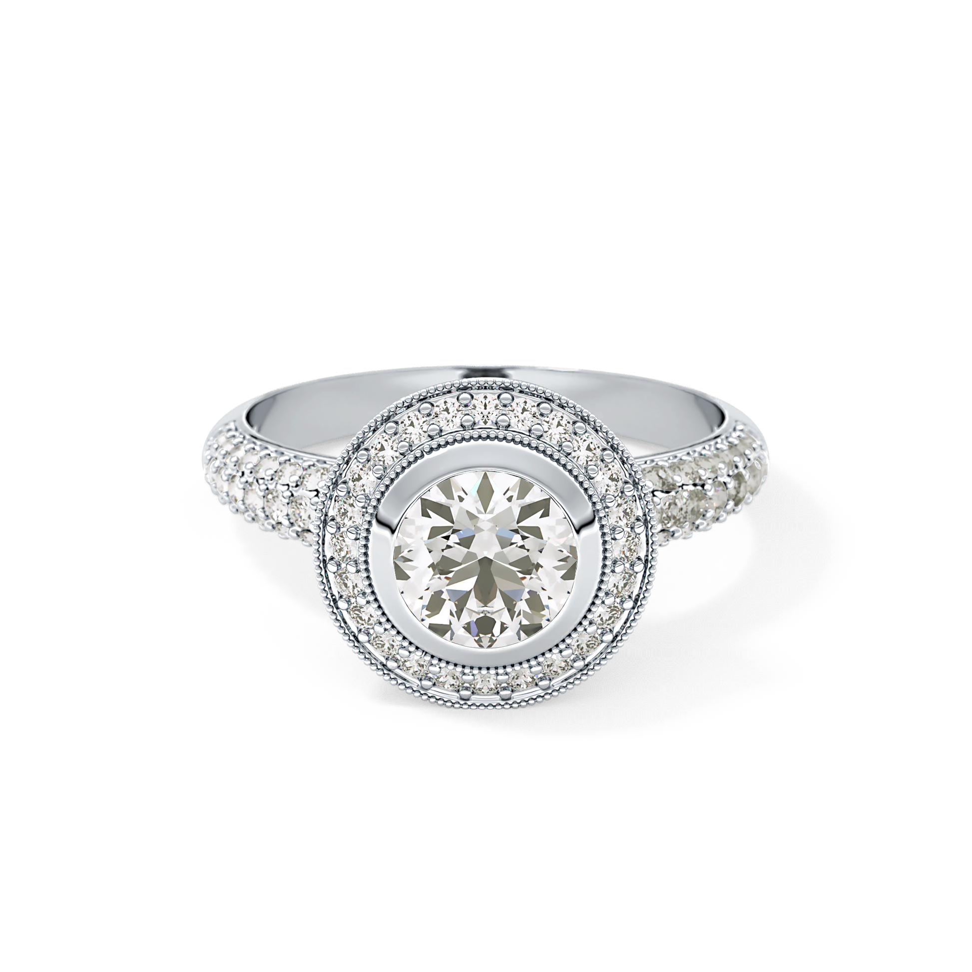 Round Halo & Pave Lab Grown Diamond Engagement Ring