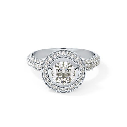 Round Halo & Pave Lab Grown Diamond Engagement Ring