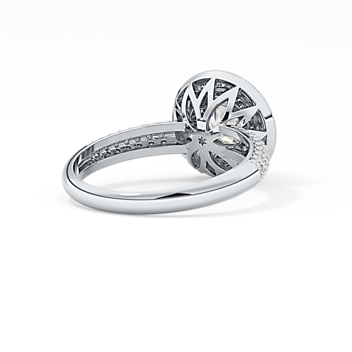 Round Halo & Pave Lab Grown Diamond Engagement Ring