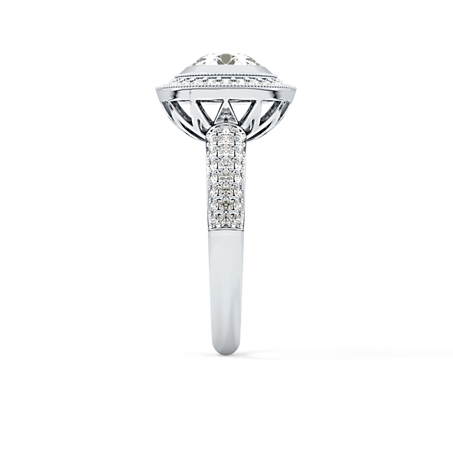 Round Halo & Pave Lab Grown Diamond Engagement Ring