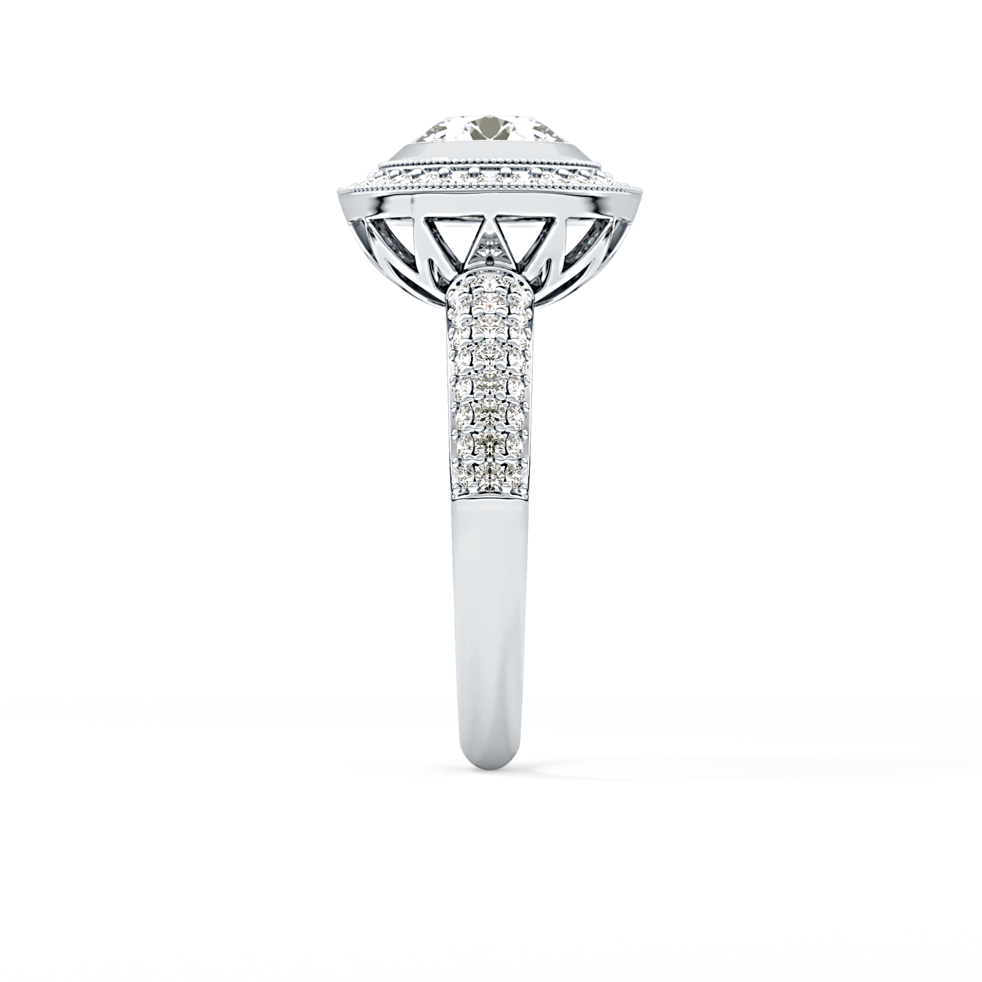 Round Halo & Pave Lab Grown Diamond Engagement Ring