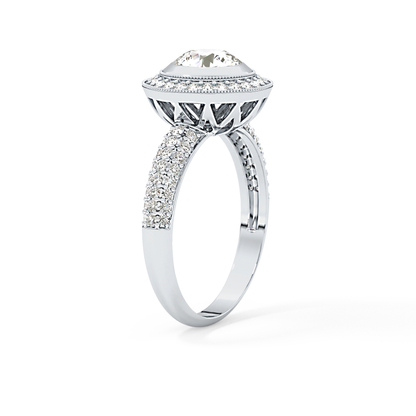 Round Halo & Pave Lab Grown Diamond Engagement Ring
